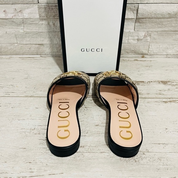 Gucci Jolie Black GG Supreme Monogram Matelasse Sandals Mules Slides SZ 36 - Picture 7 of 16